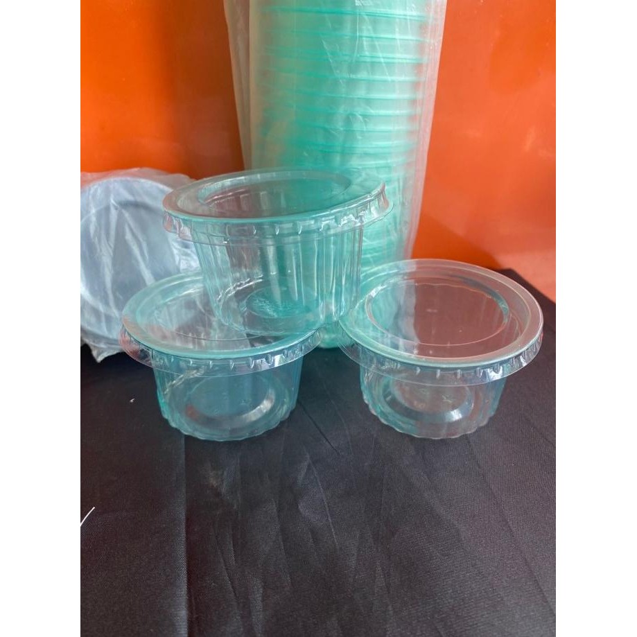 ~~~] Cup Puding/Agar 120 ml Warna Belimbing + Tutup Bintang Isi 50 pcs