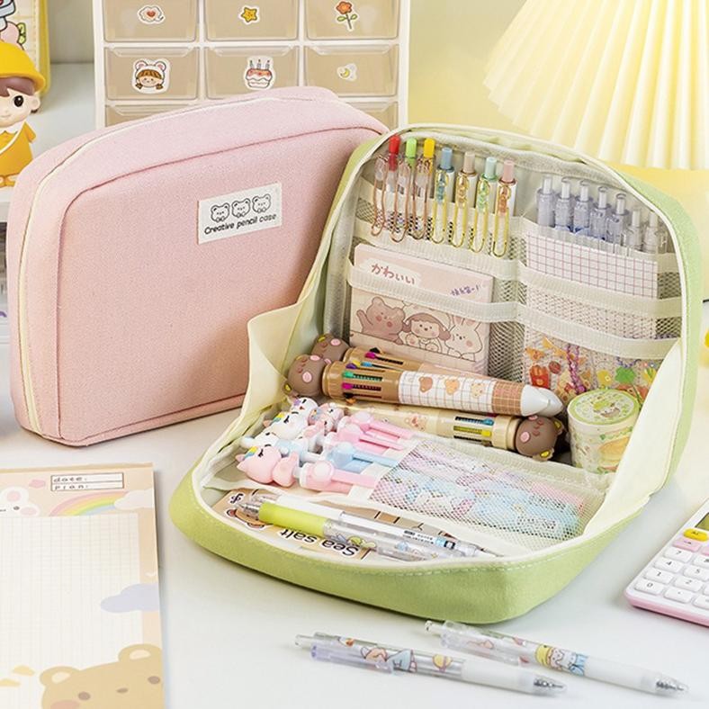 

Ew-98 [Cod] 8-Layer Super Large Capacity Pencil Case Kawaii Canvas Pencil Box Pen Pouch Organizer For Girls Back To School Stationery Supplies