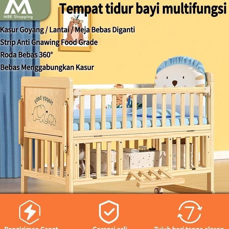 MBK Ready stockTempat tidur bayi kayu /Tempat Tidur bayi set lengkap/bok bayi tempat tidu/Tempat tid