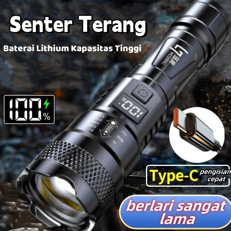 Senter Led Rechargeable /300 Lumens / Police Swat Senter Led Super Terang / Ipx8 Tahan Air 18650 Bat