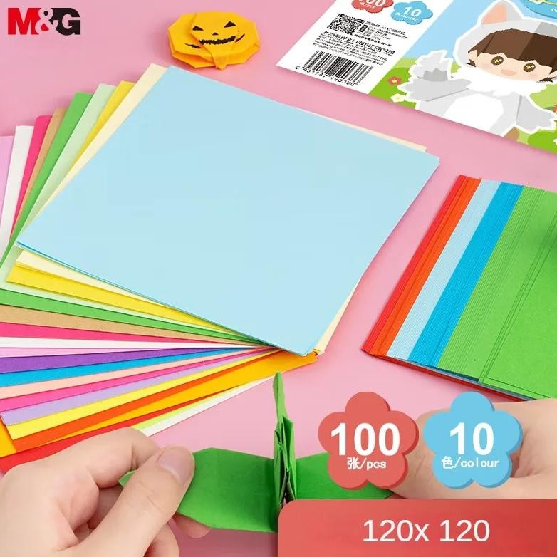 

M&G 100 Sheets 120*120Mm Handmade Origami Paper 10 Colors Student Handmade Class Colorful Paper Kids Paper Cutting