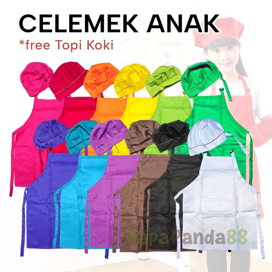 Celemek Chef Anak Apron Koki Anak SD Masak Warna