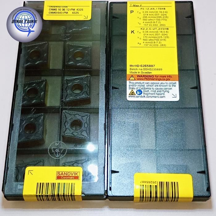Insert Cnmg160612 -Pm 4325 Sandvik Pahat Bubut Cnmg16 04 12 Mata Pisau Bubut Cnmg16 Baru Original Da