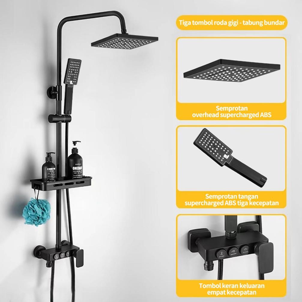 Panas Dan Dingin Set Kamar Mandi Besi Tahan Karat / Black Gold 4 Dalam 1 Shower Kamar Mandi Panas Di