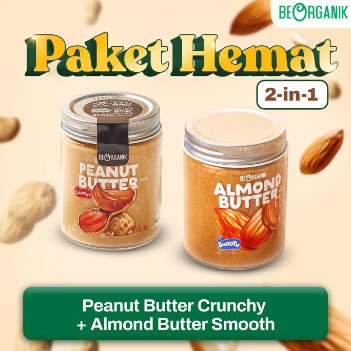 

PROMO BEORGANIK PEANUT & ALMOND BUTTER PACKAGE - PAKET HEMAT 2 IN 1 SELAI KACANG - GLUTEN FREE