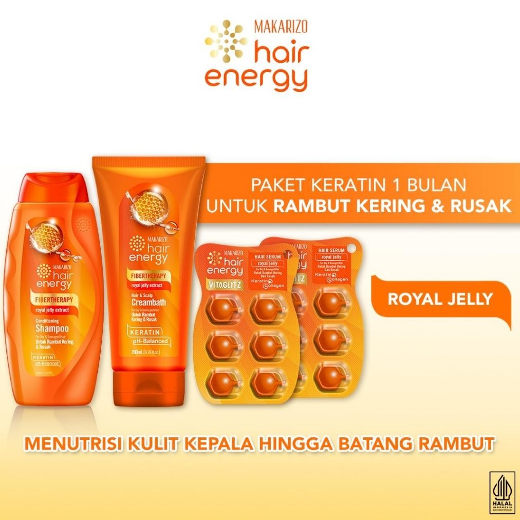 READY STOCK Paket KERATIN Makarizo Hair Energy Rawat Rambut Kering & Rusak - Varian ROYAL JELLY