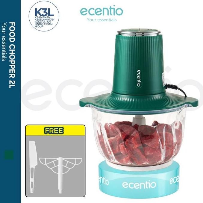 Tersedia Ecentio Blender 3 Fungsi Premium - Giling Daging, Cincang Bumbu & Kocok Telur, 2L Kaca Anti