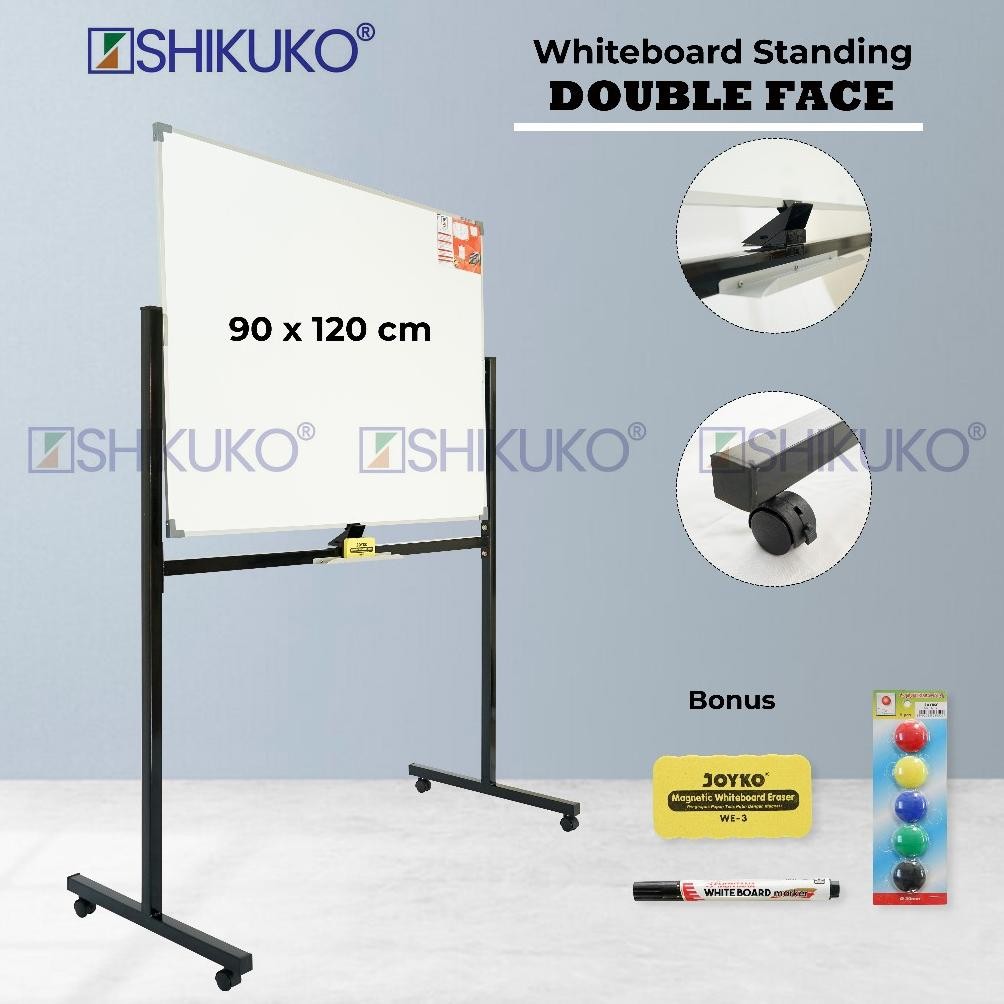 

READYYY WHITEBOARD STANDING DOUBLE F 90 X 120 - PAPAN TULIS MAGNET