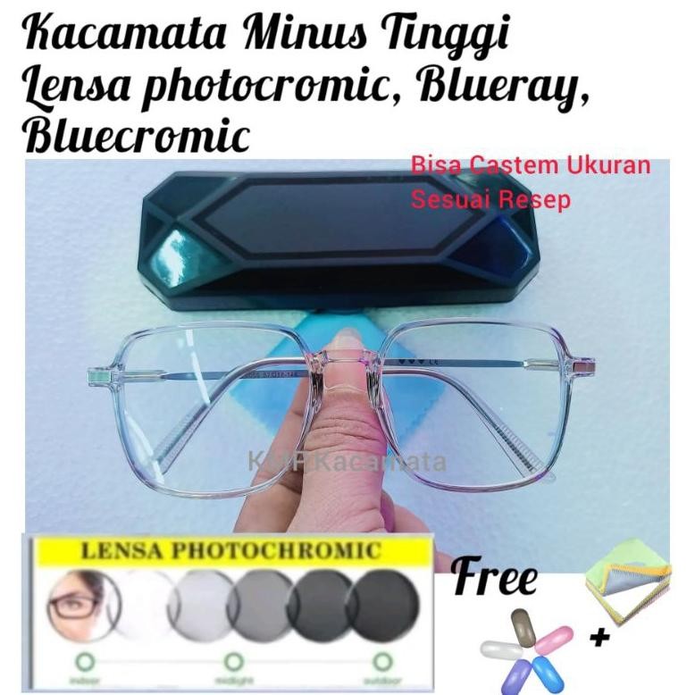 KACAMATA MINUS TINGGI LENSA PHOTOCROMIC,  BLUECROMIC, BLUERAY kacamata minus photocromic