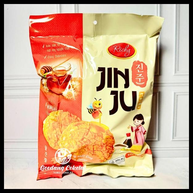 

RICHY JINJU JIN JU RICE CRACKERS KREKERS BERAS RASA PINK SEA SALT BBQ PEPPER STEAK HONEY MADU 134.4G / 100G