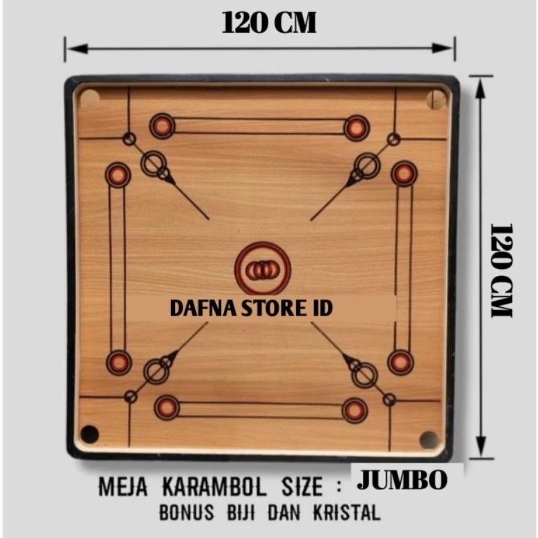PANAGO MEJA KARAMBOL/PAPAN KARAMBOL JUMBO 120 X 120 CM BONUS KOIN DAN KRISTAL