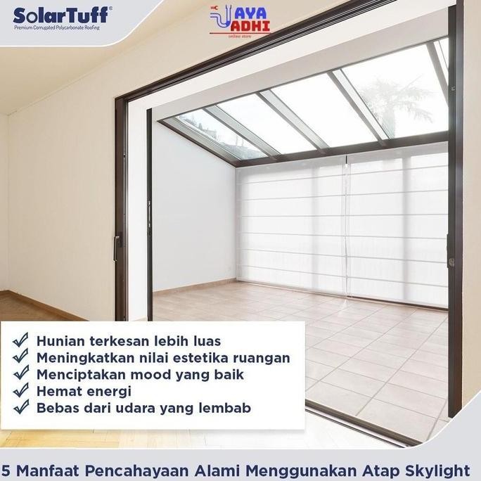 BEBAS ONGKIR - Solartuff Flat 3mm Atap UV Bening / Atap Kanopi Transparan Policarbonate