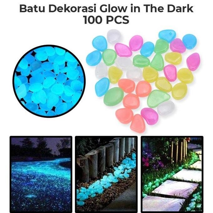

Terlaris Batu Hias Glow In The Dark Dekorasi Hiasan Taman Aquarium 100 Pcs