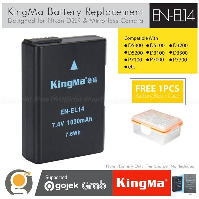 KingMa Baterai EN-EL14 Battery for D3300 D3200 D5100 D5500 D5600 Ni Kon