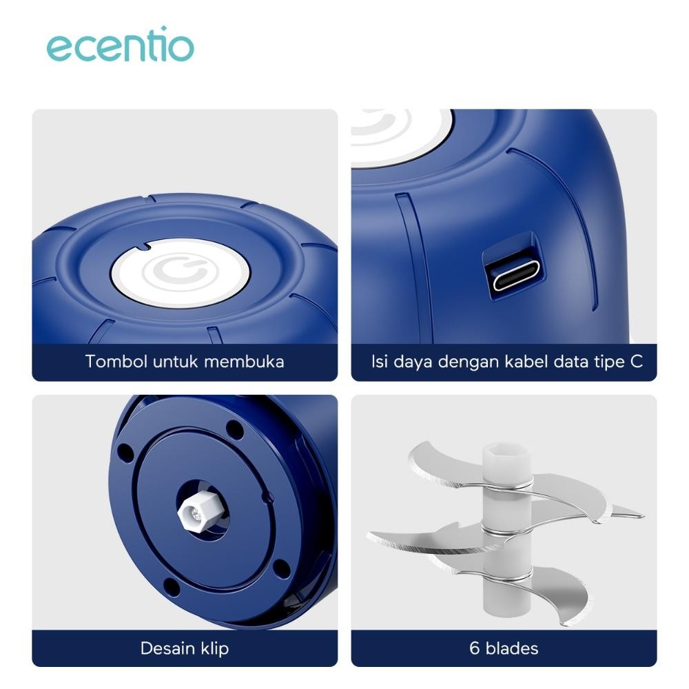 HJK ecentio Mini Chopper Blender 6 pisau stainless steel 250ml Portable Daging blender bumbu dapur c