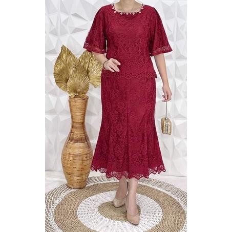 Ready Setelan Rok Bahan Brokat, Setrok Brokat Wanita, Setelan Rok Wanita Bahan Brokat , Setelan Rok 