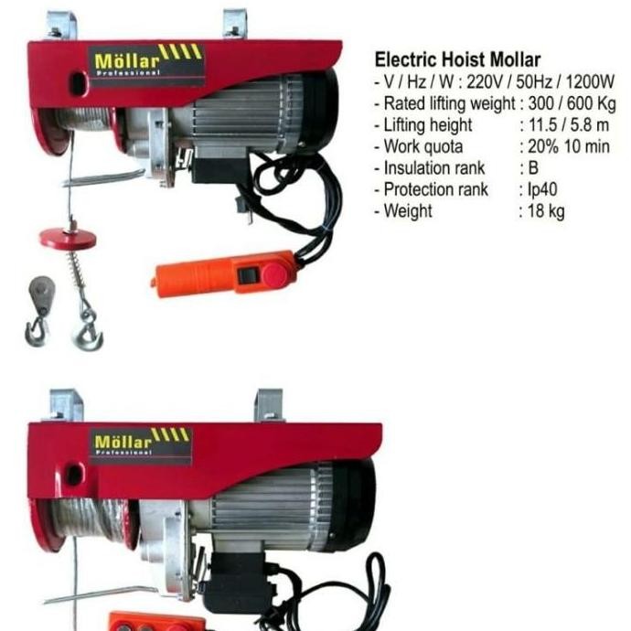 . Mollar Mini Electric Hoist Katrol Elektrik Listrik 600kg