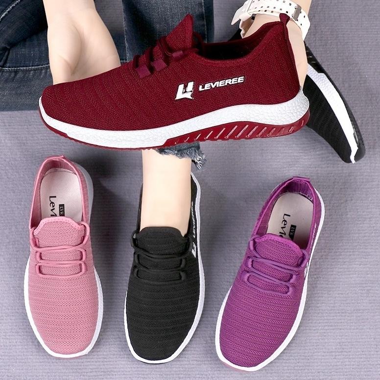 PLK 0118 Sepatu Sport Rajut Wanita Sepatu Sneakers Wanita Putih s Sepatu Lari Wanita