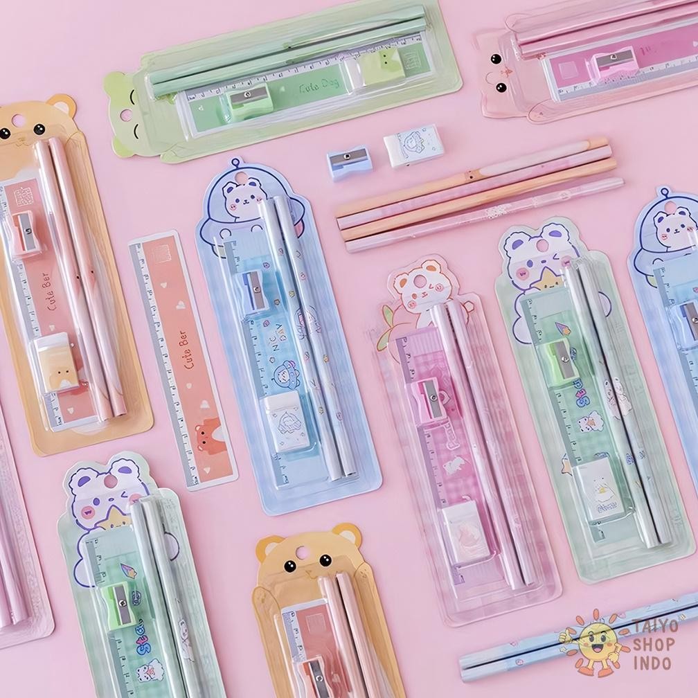

[original] alat tulis set anak 5 in 1 perlengkapan sekolah lucu penghapus rautan penggaris [terlaris] [terbaik]
