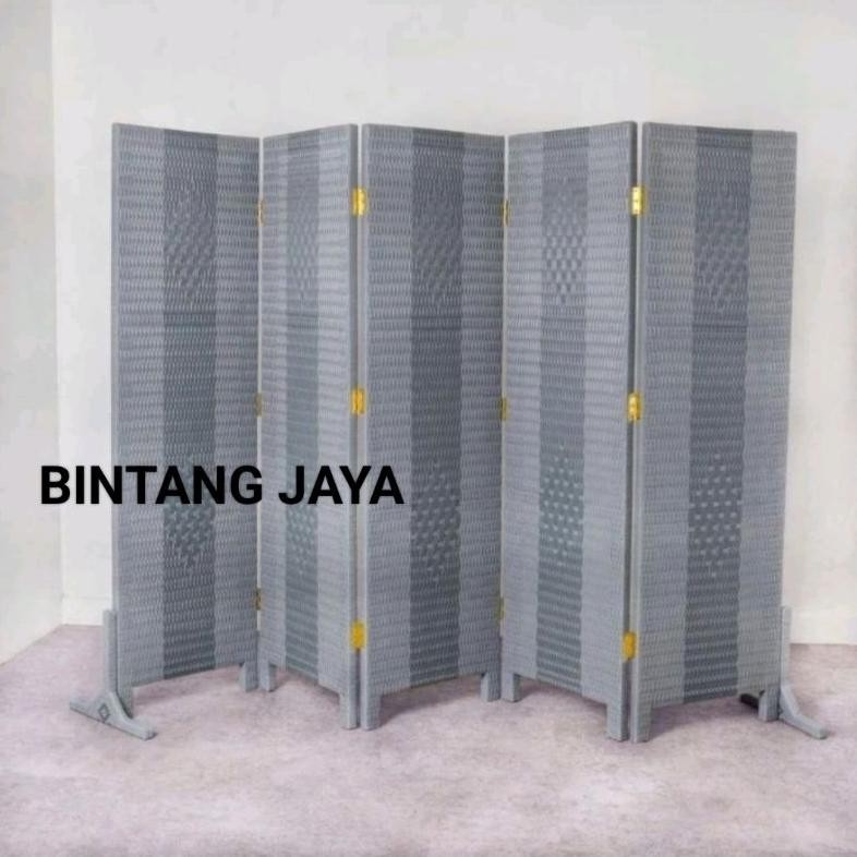 NEW ( 5 PINTU ) Sketsel Rotan Sintetis Pembatas Ruangan Minimalis Sekat Ruangan Murah
