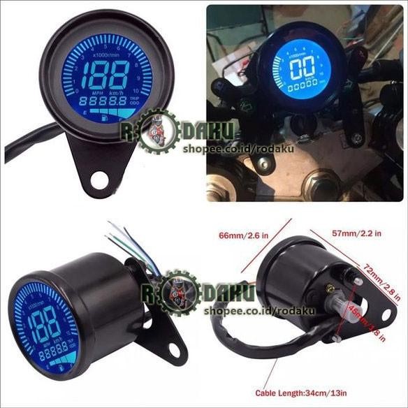 Speedometer Tachometer Bensin RPM Digital Bulat Universal - PELANGI