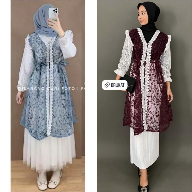 Yeril Outer Tunik Lace Brocade  Outer Lengan Panjang Undak | Outer Brukat | Outer Garden | Outer Leb