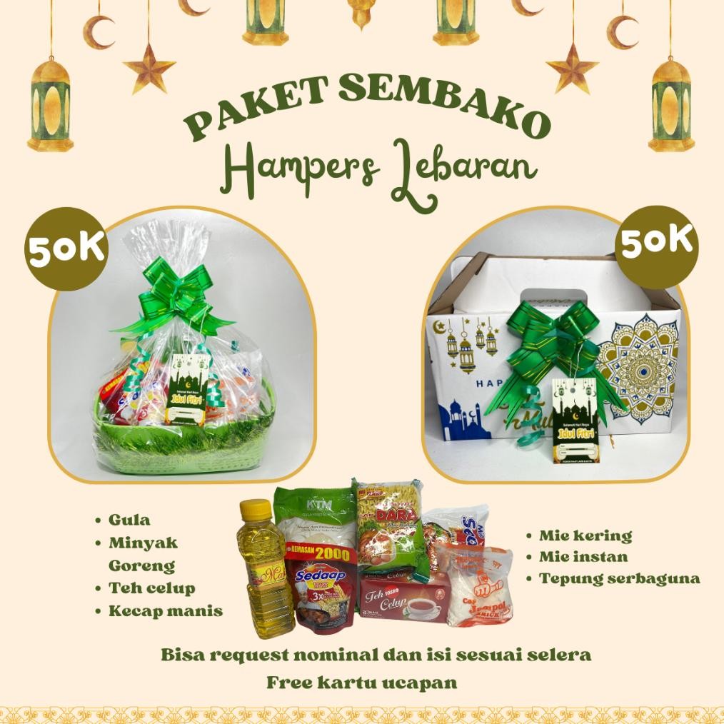 

[READY] PAKET SEMBAKO 50K 100K HAMPERS LEBARAN HARI RAYA IDUL FITRI PARCEL BINGKISAN HADIAH MURAH nUg