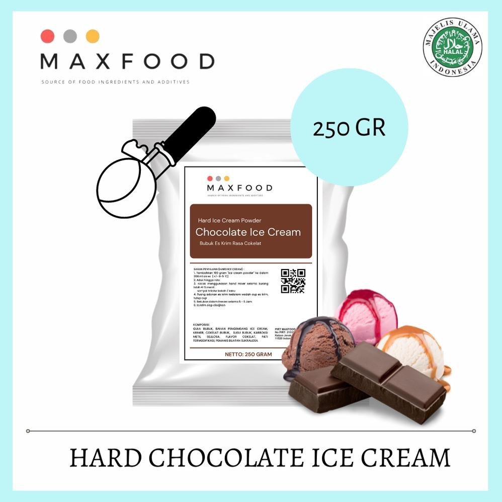 

MAXFOOD - Hard Chocolate Ice Cream / Bubuk Es Krim Rasa Cokelat 250 Gr AST nUg