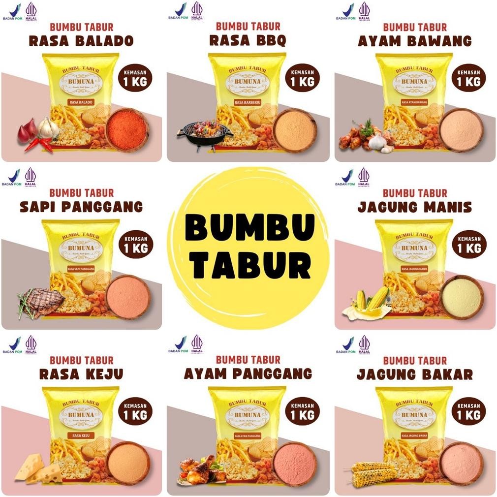 

Bumbu Tabur Aneka Rasa 1Kg BUMUNA / Balado, BBQ, Sapi Panggang, Keju, Jagung Bakar, Jagung Manis Dll AST nUg