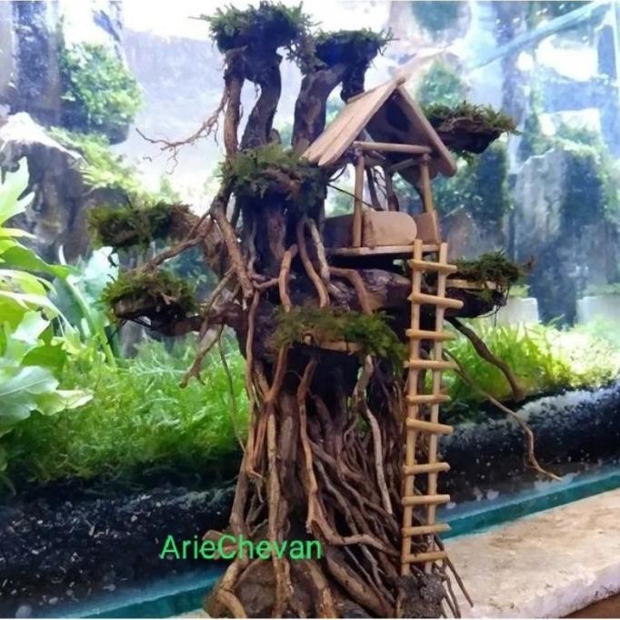 Terlaris Murah Hiasan Aquarium Aquascape Rumah Pohon Atas Siap Pasang