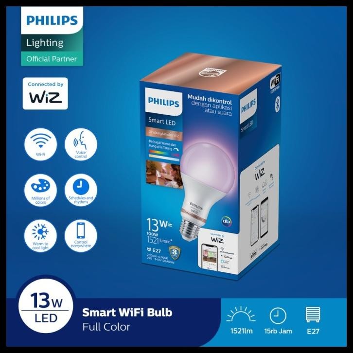 LAMPU LED PHILIPS SMART WIFI TUNABLE WHITE & RGB 16JUTA WARNA 13WATT 13W - PHILIPS LED SMART WIFI