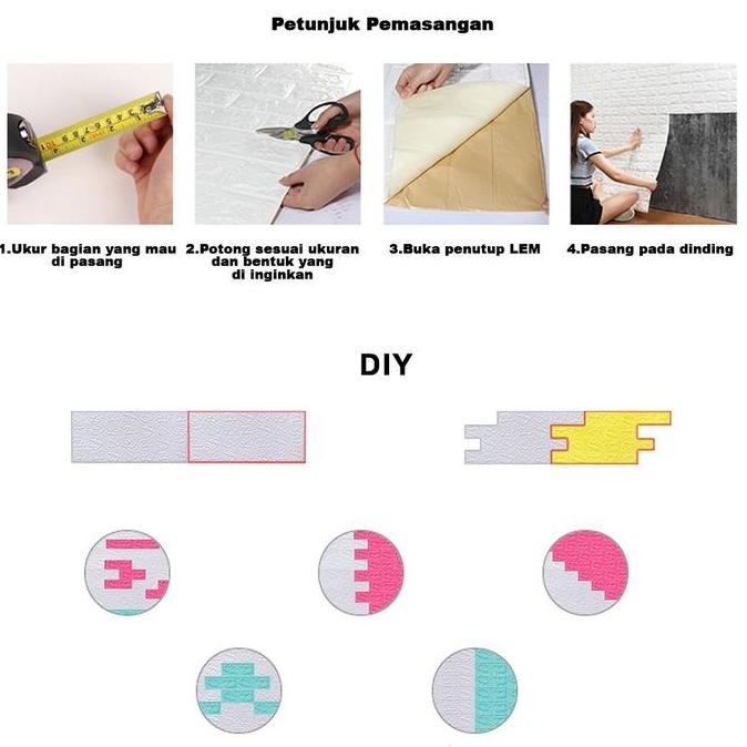 (Expert) Wallpaper 3D Foam Emboss. Sticker Dinding 3D Merah Bata.