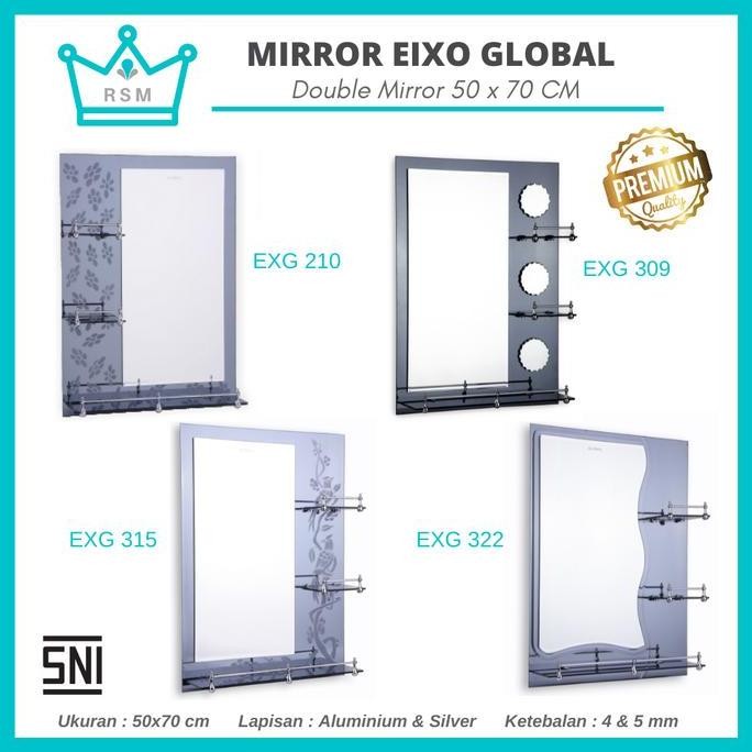 Mirror Eixo Global Kaca Cermin Kamar Mandi Make Up Dinding 50 X 70 Cm Co