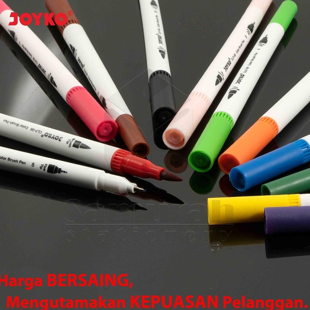 

RB Spidol Set Joyko 12 Warna CLP-06 / Color Brush Pen 12 Colours CLP 06 - 2 Mata Pena Halus Dan Kuas