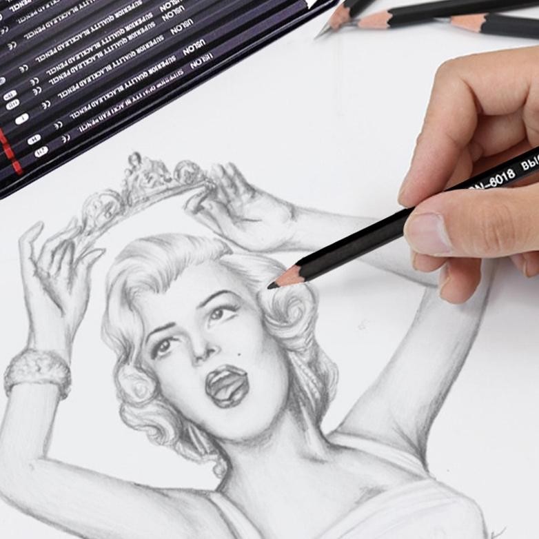 

RB Graphite & Charcoal Sketch Pencil Pensil Sketsa HB/2B/4B/6B/8B/10B 12pcs/Kotak Besi