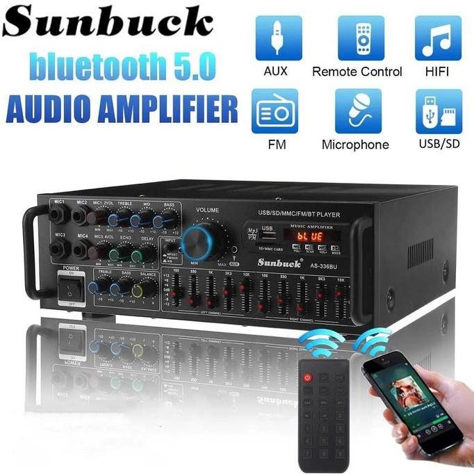 Power Amplifier Karaoke Bluetooth Audio Equalizer Sunbuck 2000 Watt New Stok