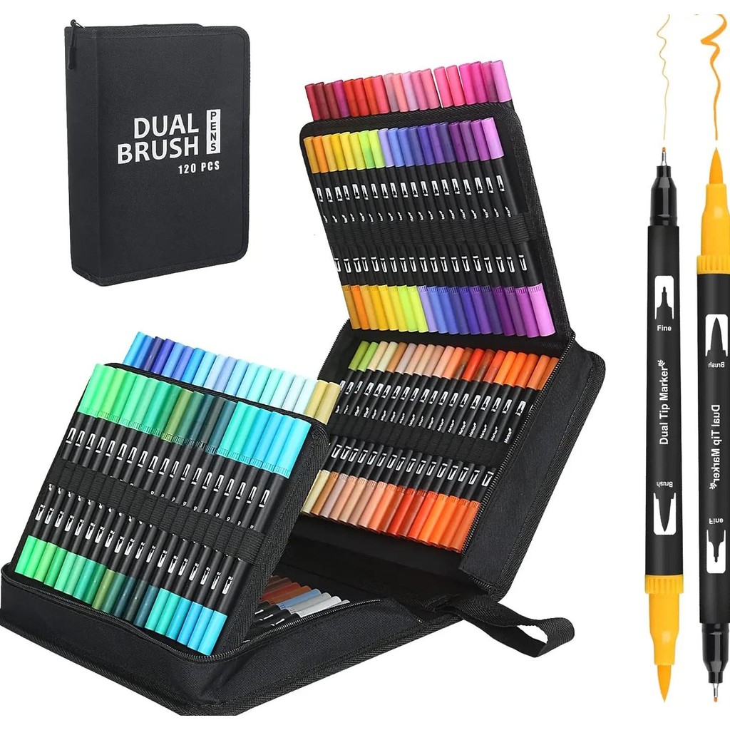

Dual Tip Brush Marker Pens With Fineliner Brush Tip Pens Felt Tip Pens Set, Art Markers Watercolour Brush Calligraphy Drawing
