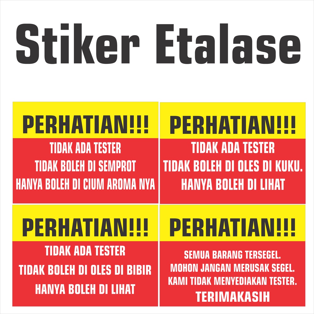 

Stiker Etalase Parfum Farfum Lip Tester Oles Kuku Segel Semprot