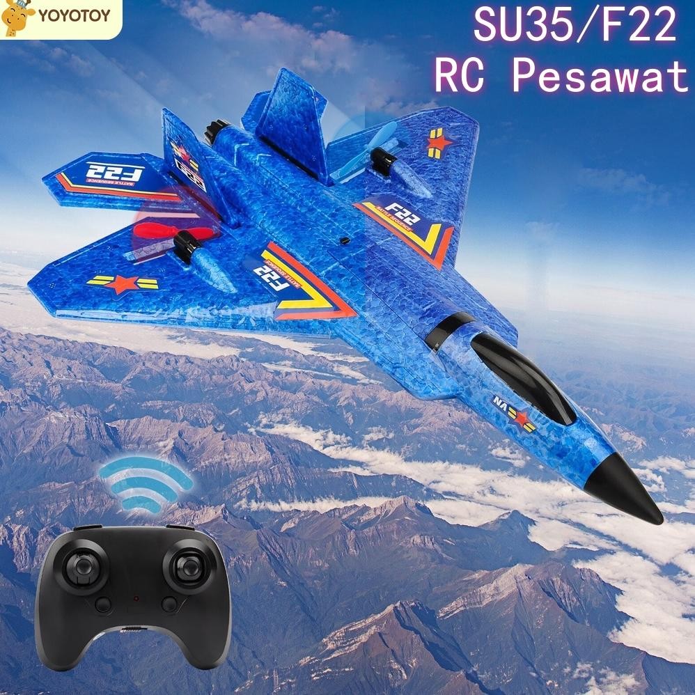 ''Terlaris" Mainan Pesawat Terbang Remote Control Led Pesawat Glider Airplane Foam F22 Pesawat Maina