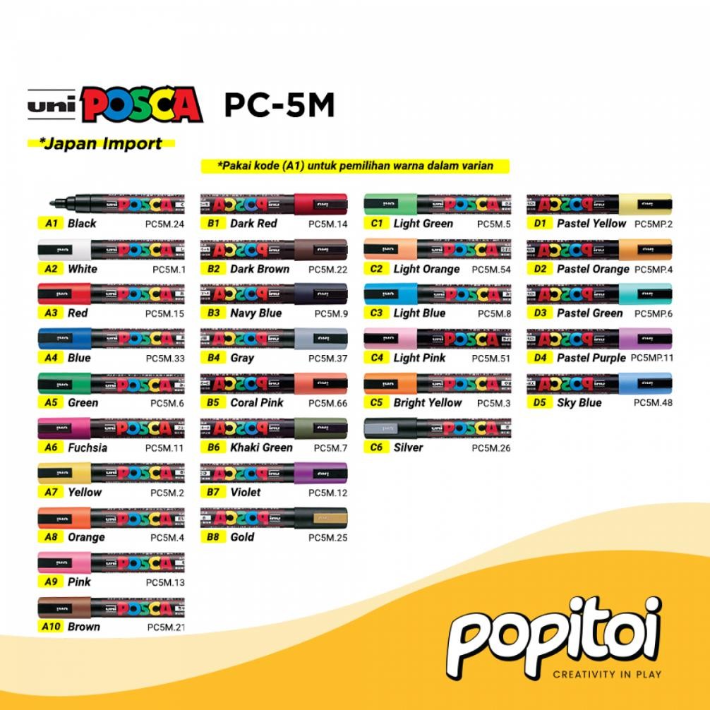 

RB UNI POSCA PC-5M Paint Marker (Medium Point) PC5M Spidol Warna Warni Acrylic 2.5mm