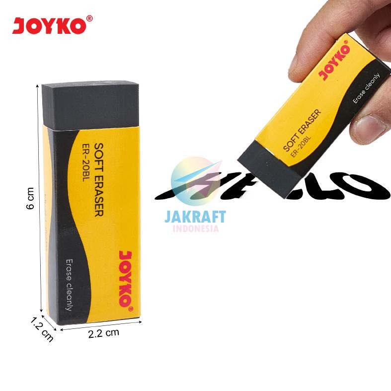

RB (20 Pcs) GROSIR Penghapus Pensil Besar JOYKO ER-20BL Hitam Black / 526-B20 Putih White Dust Free Eraser Super Bersih Seperti Boxy | PACK