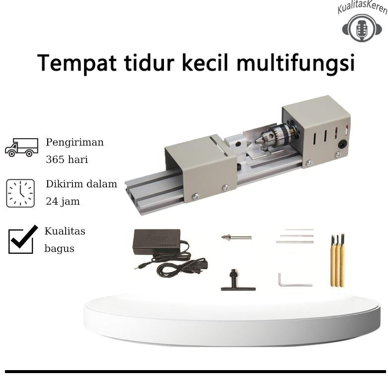220V Mesin Bubut Kayu Mini Lathe Mesin Beards Lathe Woodworking Bubut Kayu Tasbih Portable