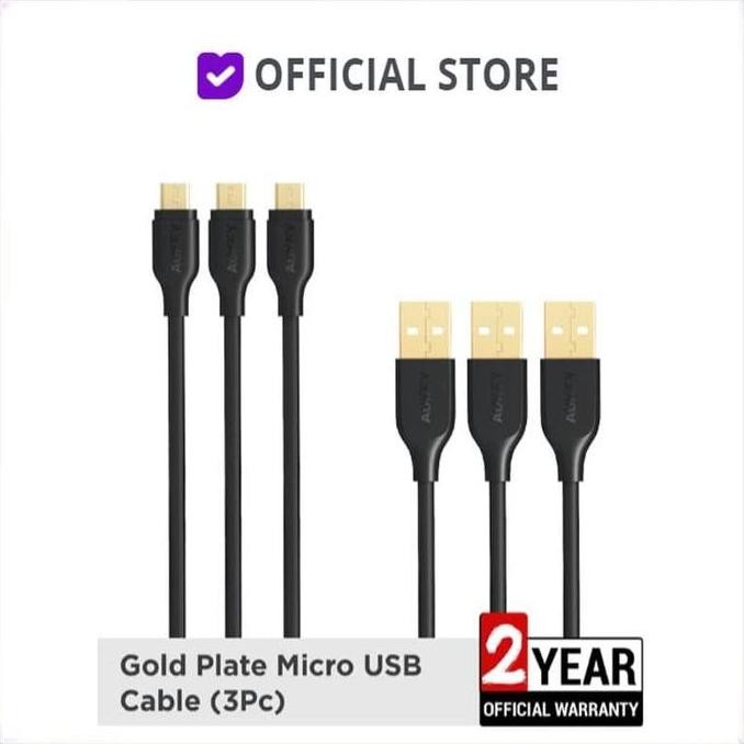 Produk Baru Aukey CB-MD3 Cable 3 in 1 Micro USB 2.0 Gold Plate Isi 3 PCS CBMD3