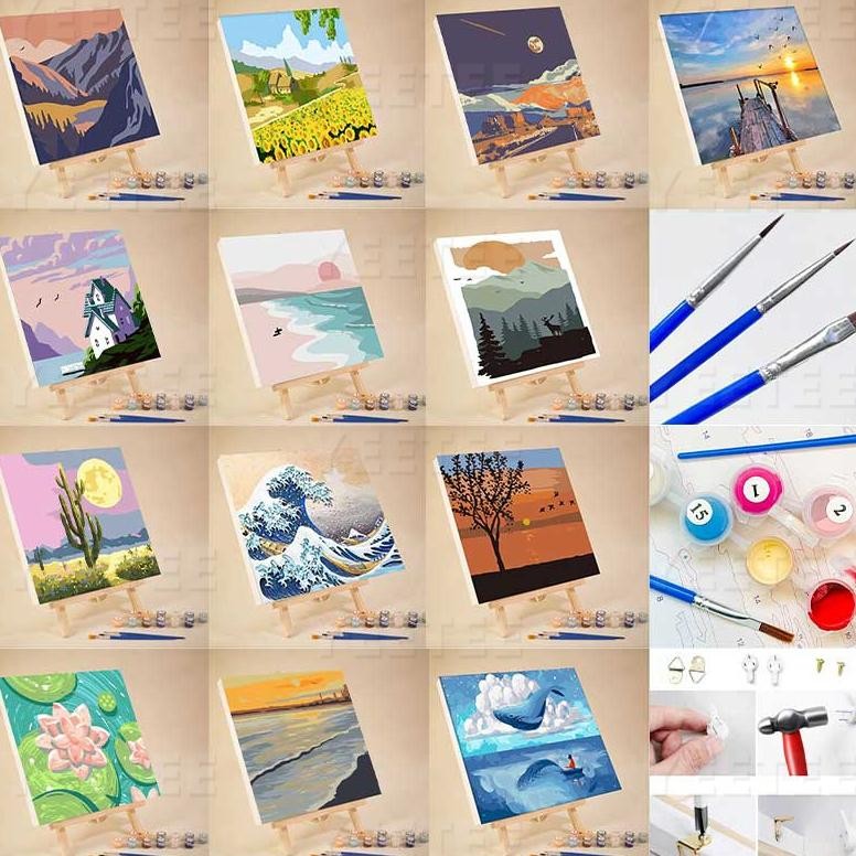 

''Terlaris" Paint By Number Kit - Flowers Series 20X20Cm - Painting Kit Diy Oil Painting Hand Painted Coloring Murah