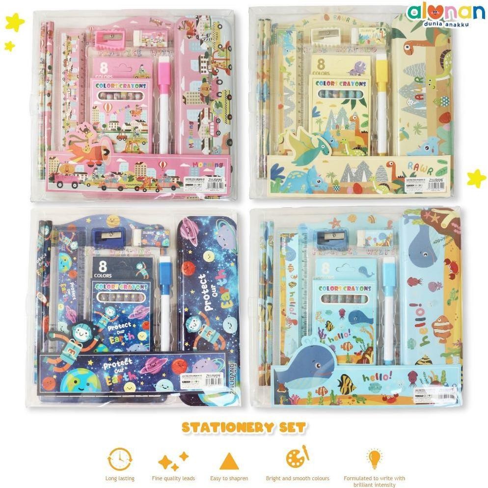

RB AlunAN Custom Set Alat Tulis 9 in 1 - Hampers Ulang Tahun Anak / Stationery Set / Souvenir Ulang Tahun