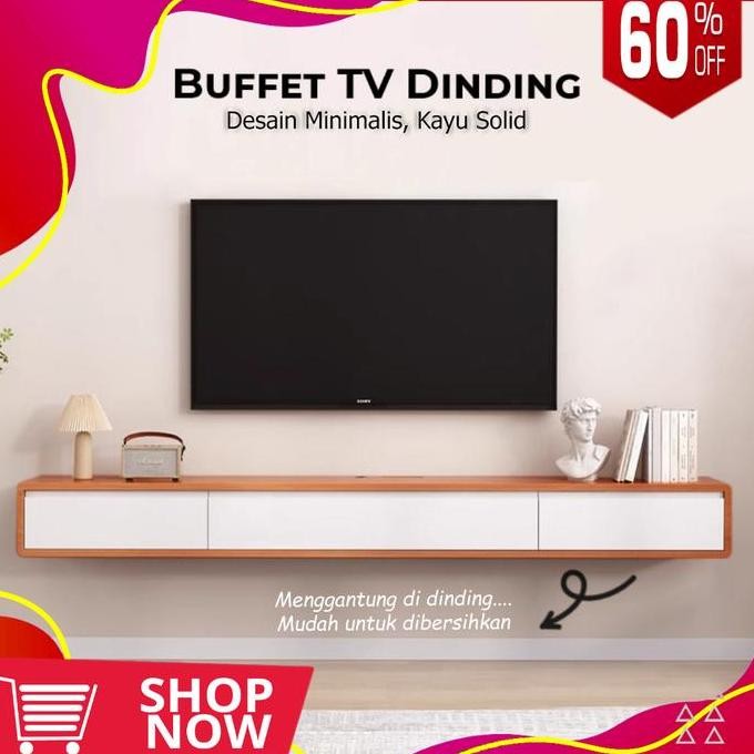Meja Tv Gantung Minimalis Rak Tv Gantung Minimalis Lemari Tv Dinding Kayu Furniture Aesthetic