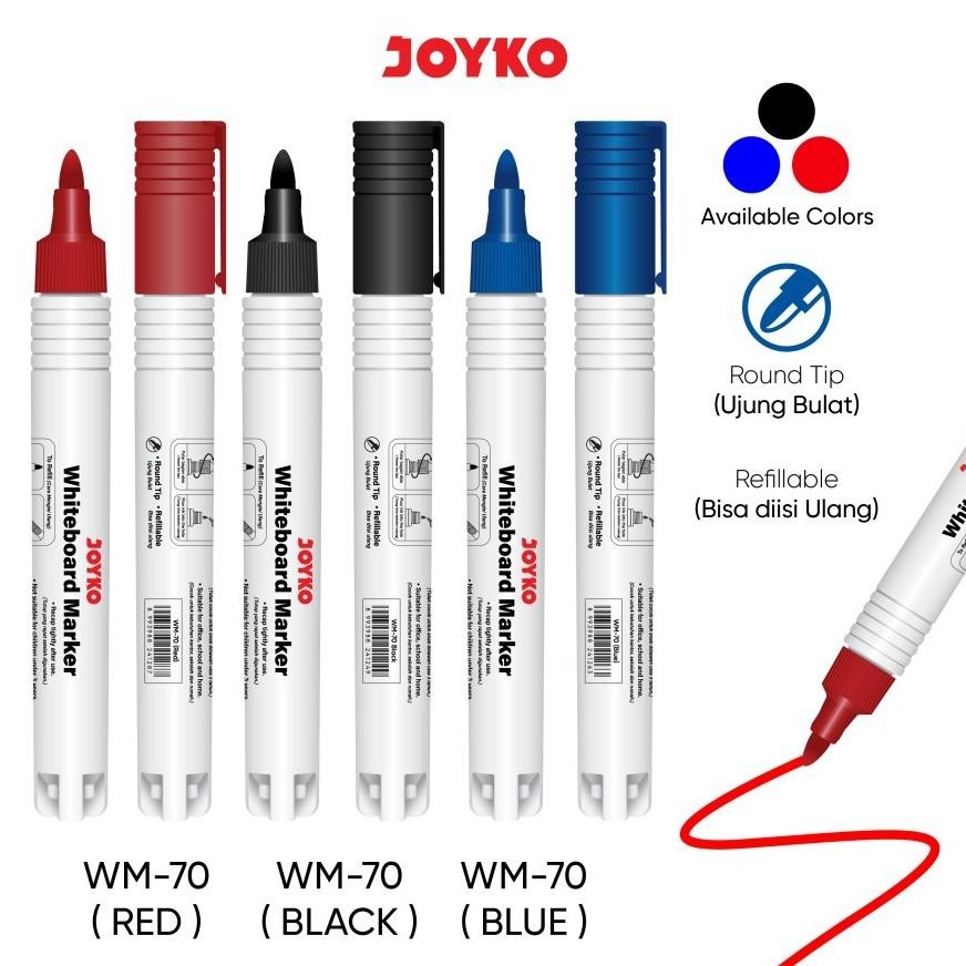 

''Terlaris" (1 Pc) Whiteboard Marker Spidol Papan Tulis Dapat Dihapus Joyko Wm-70 Murah