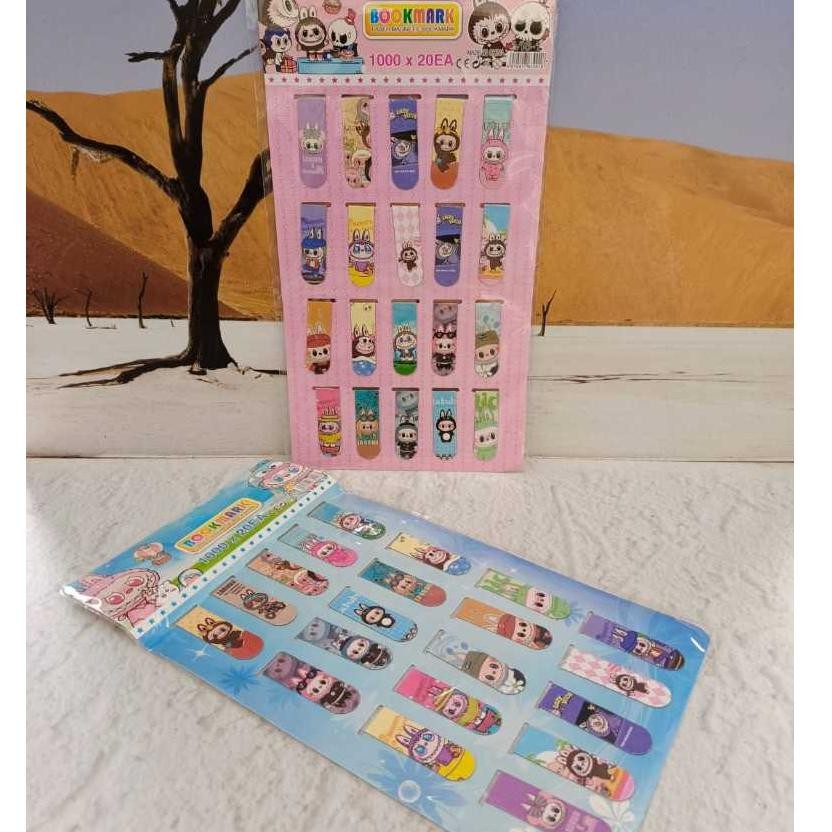 

''Terlaris" (20Pc) Pembatas Buku Magnet Kecil/Magnetic Bookmark/1 Lembar Dapat 20Pcs Labubu Murah