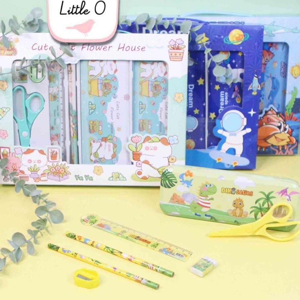 

RB Paket Alat Tulis Set 7in1 Stationery Set Dengan Gunting Study Set Anak Karakter