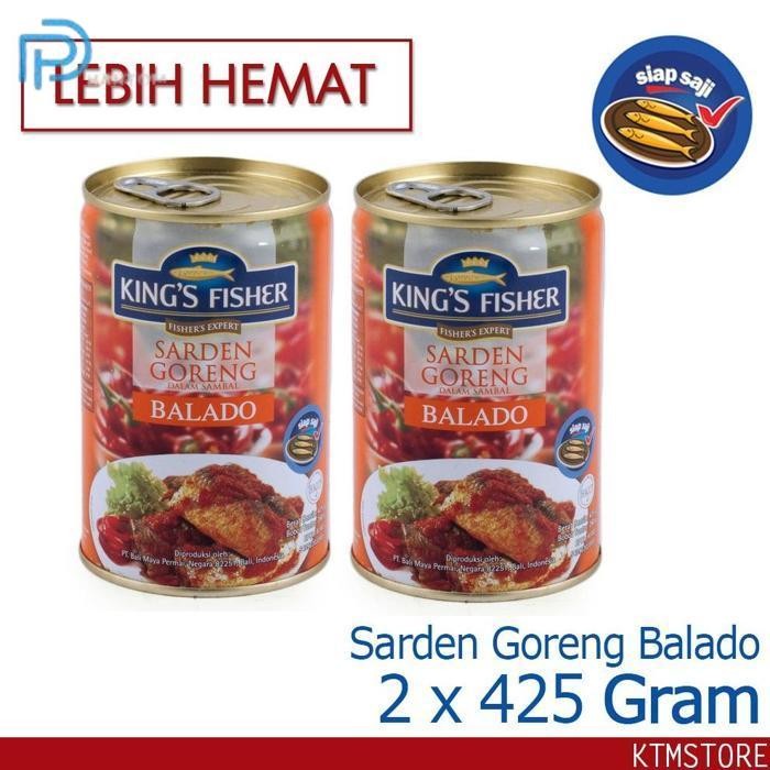

BARU KTMSTORE PAKET 2 PCS KING'S FISHER SARDEN GORENG RASA BALADO MAKANAN KALENG 425 G